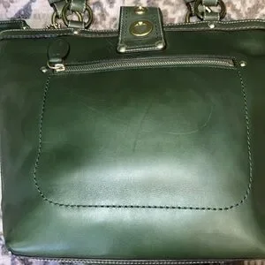 Coach | Bags | Coach Lily Legacy Turnlock Green Leather Tote